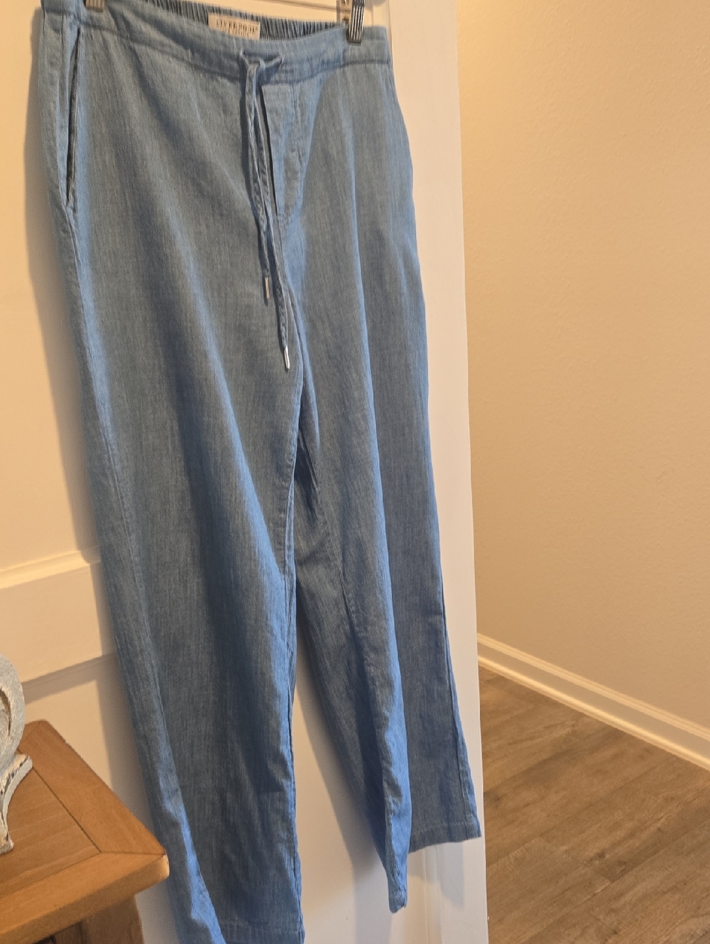 Liverpool Blue Chambray Drawstring Trousers - Picture 3 of 13